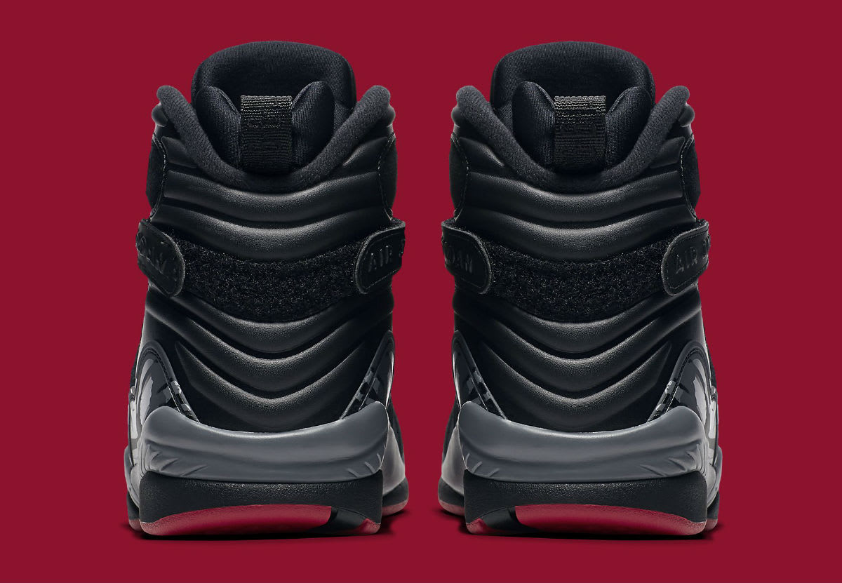 Air Jordan 8 Bred Black Gym Red Wolf Grey Release Date Heel 305381-022