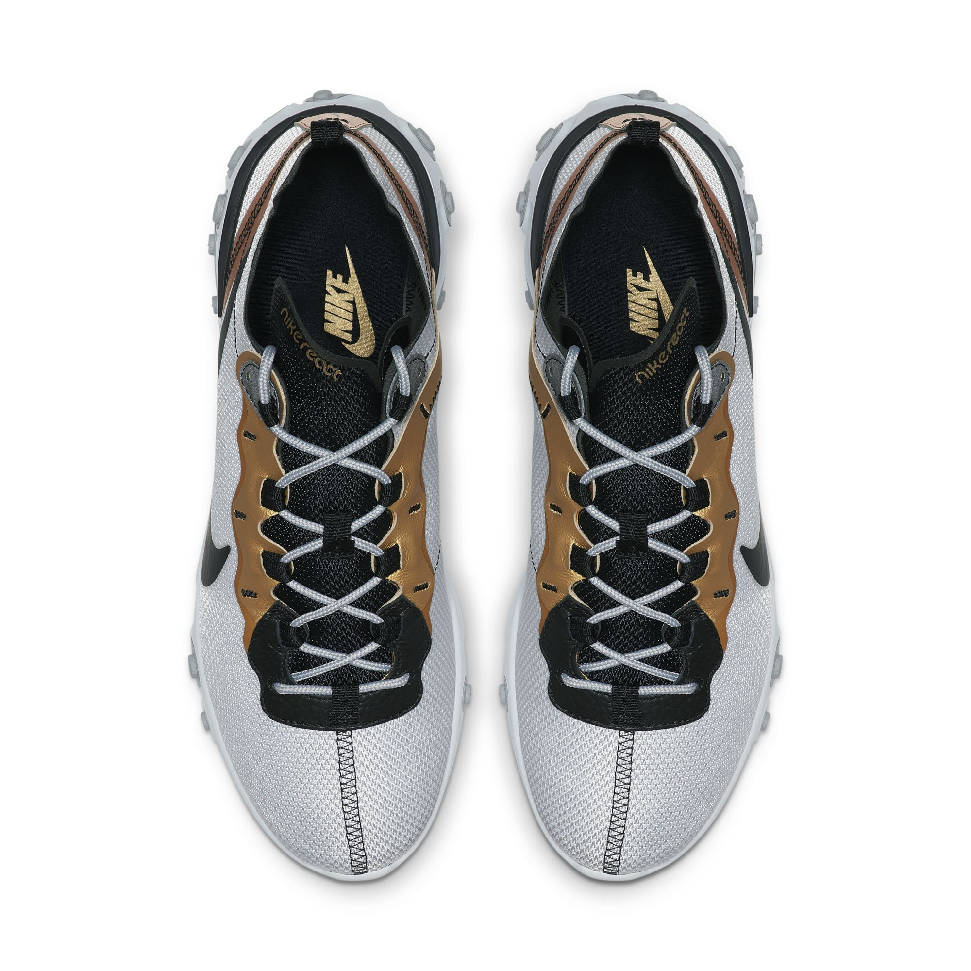 Nike React Element 55 &#x27;Light Grey/Black-Metallic Gold&#x27; (Top)