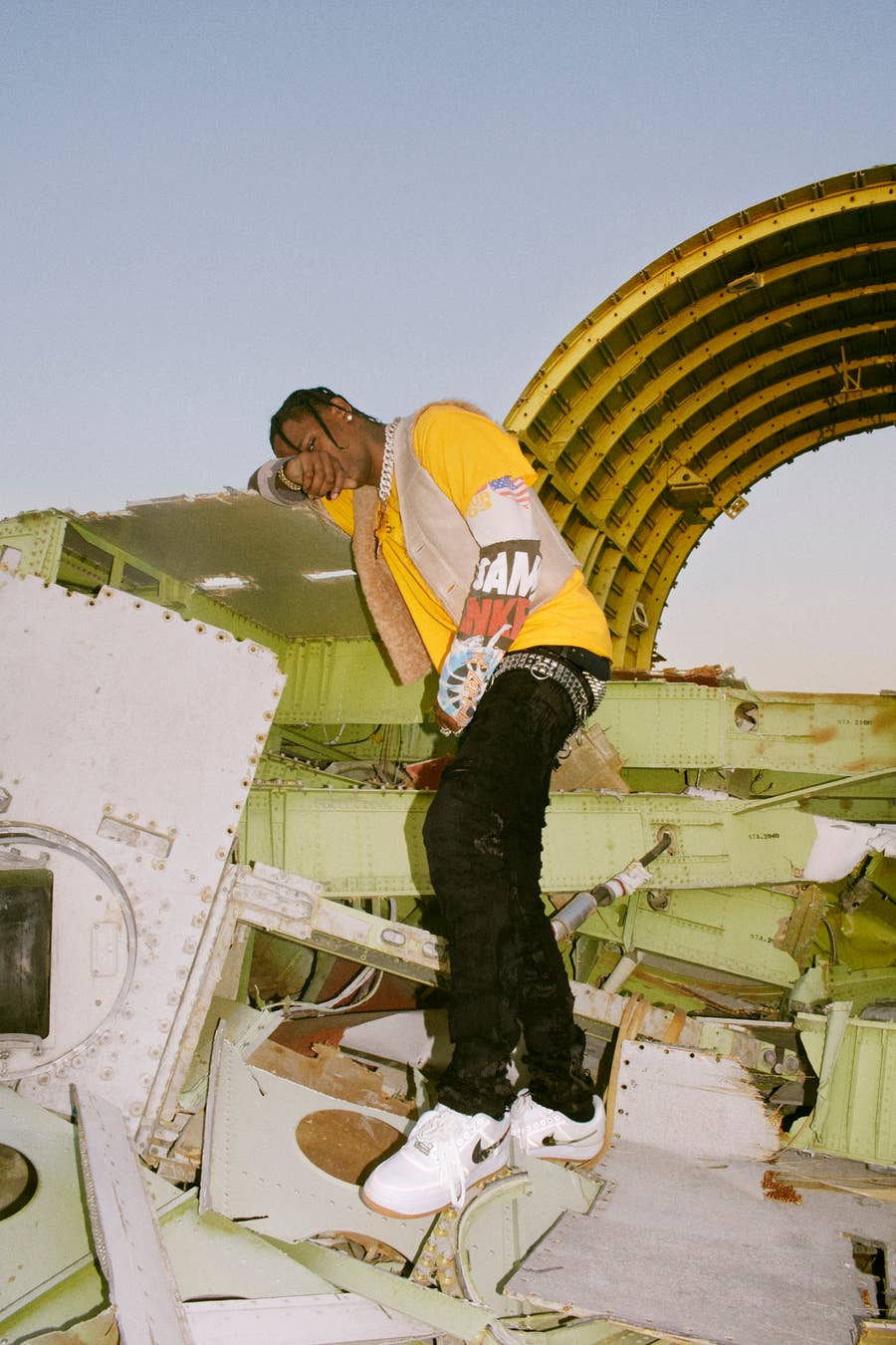 Complex Sneakers on X: Travis Scott with the graffiti tagged Louis Vuitton  x Nike Air Force 1s 😤  / X