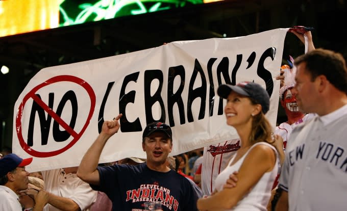 Indians fans angry about LeBron James&#x27; Yankees hat.