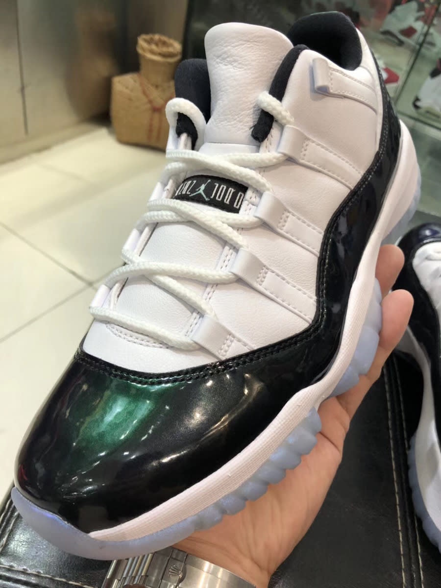 Air Jordan 11 Low &#x27;Easter&#x27; White/Emerald Rise-Black (Front)