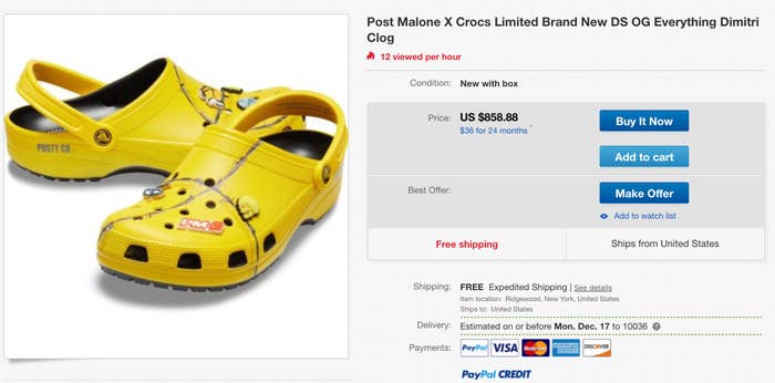 Post Malone x Crocs Resale eBay