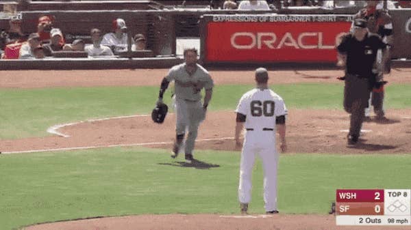 Bryce Harper hit two home runs off Hunter Strickland in the 2014