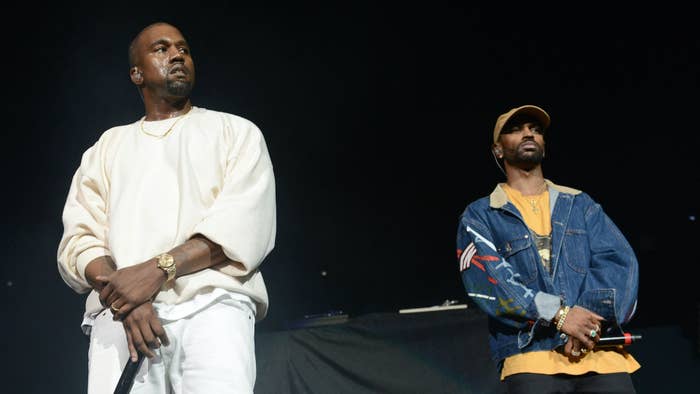 Big Sean and Kanye west at concert.
