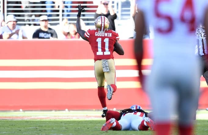 Marquise Goodwin scores against the Giants.