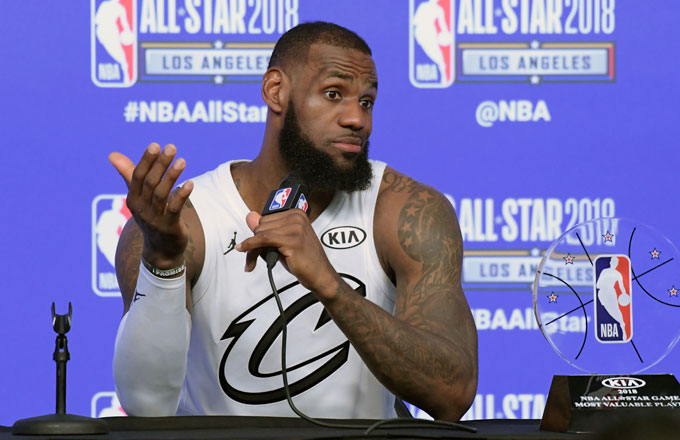 LeBron at a 2018 All Star press conference.