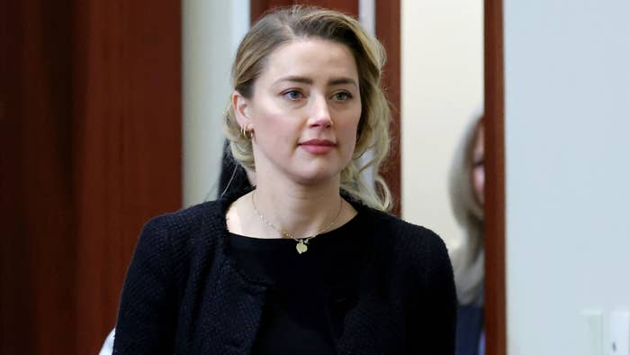 Amber Heard is seen in court during trial