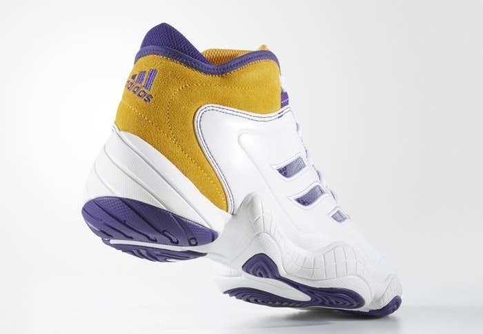Adidas KB8 3 retro in white, gold, and purple