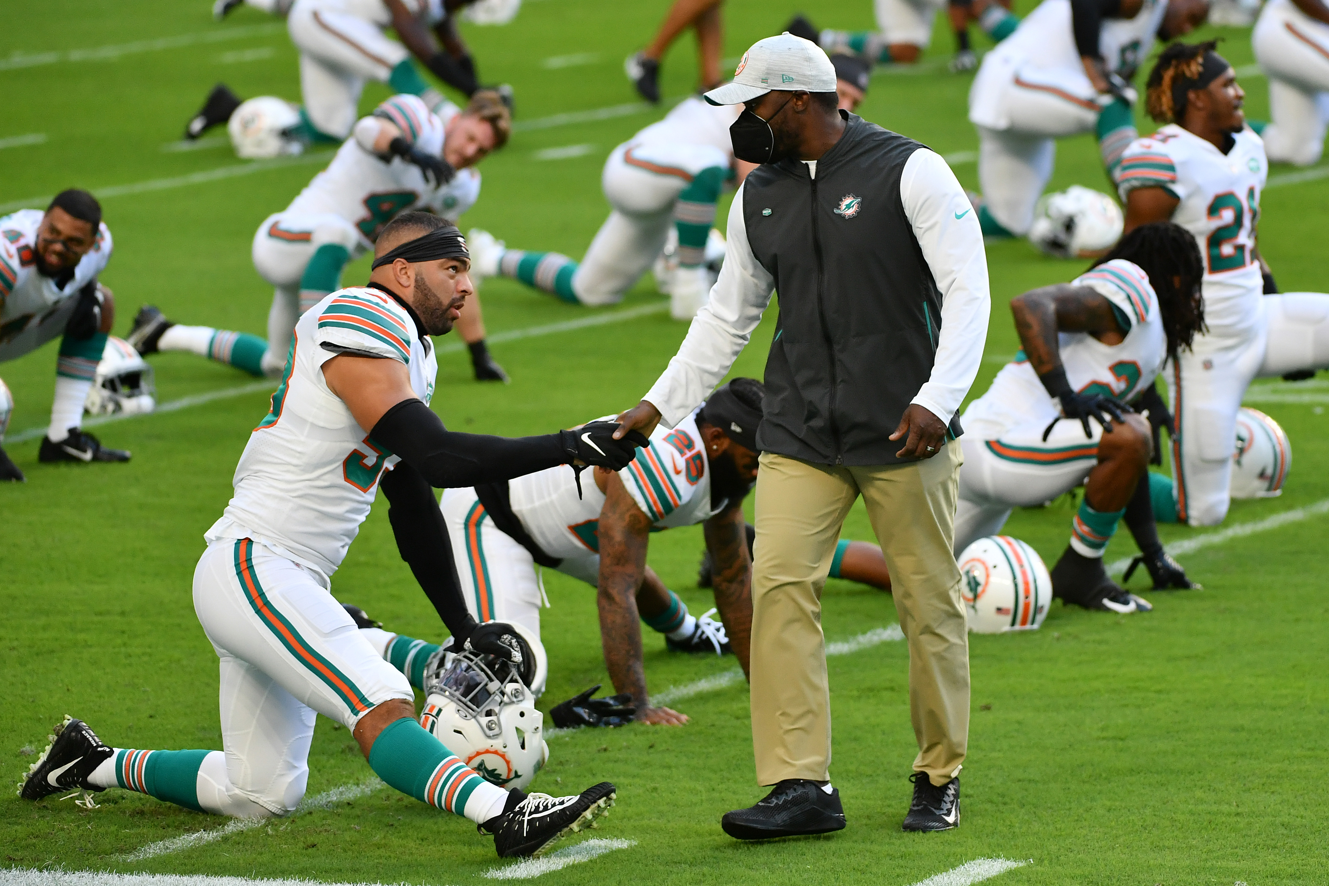 Brian Flores Dolphins Warmups 2020