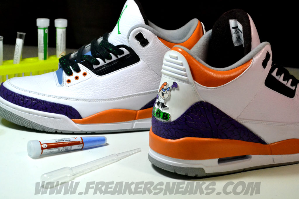 Air Jordan III 3 Dexter&#x27;s Laboratory Custom by Freaker Sneaks