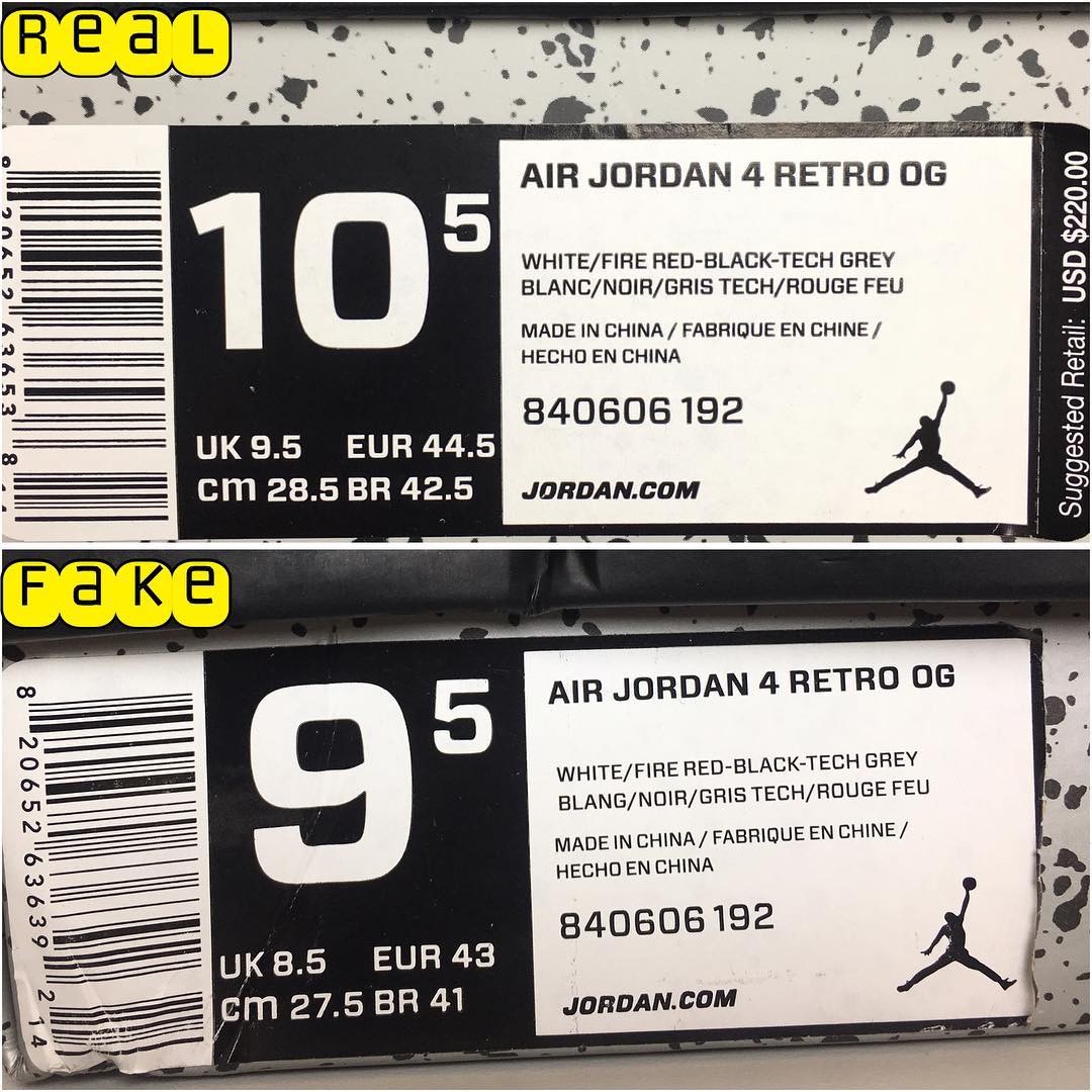 Air Jordan IV 4 &quot;Cement&quot; Real vs. Fake Legit Check: Box Tag