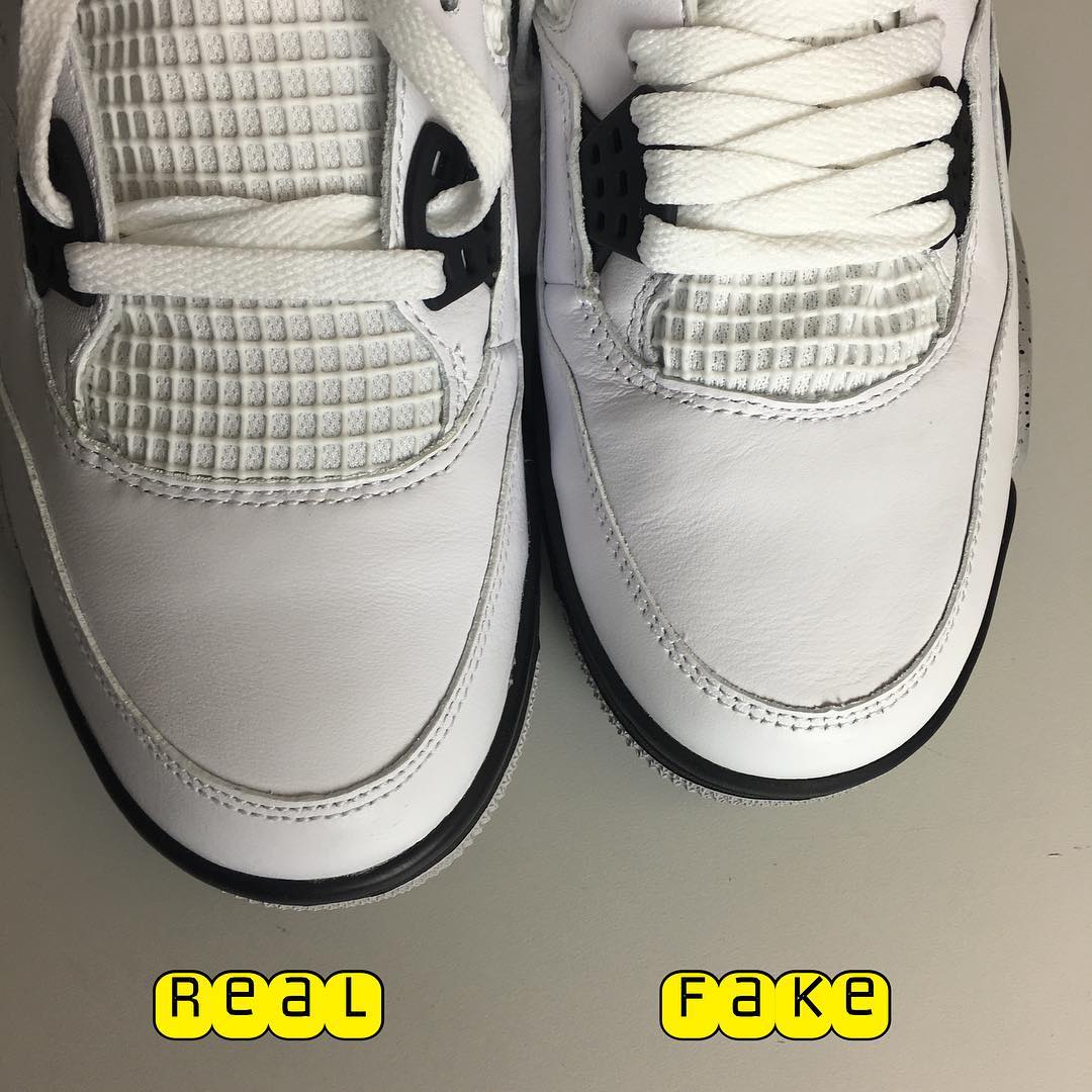 Air Jordan IV 4 &quot;Cement&quot; Real vs. Fake Legit Check: Tongue Mesh