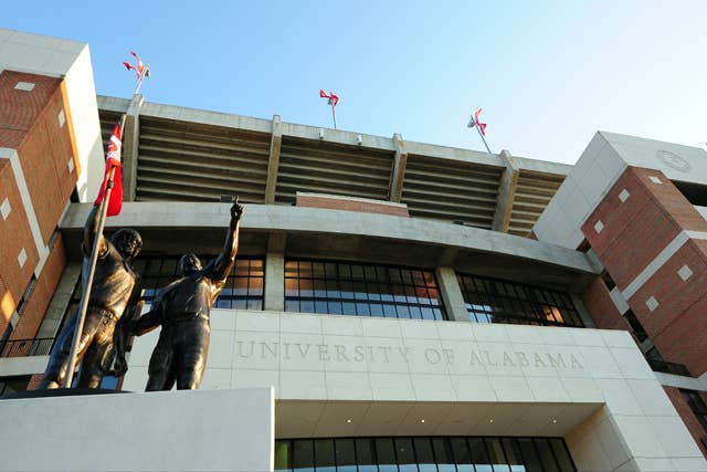 A general view outside Bryant Denny Stadium on campus of the University of Alabama
