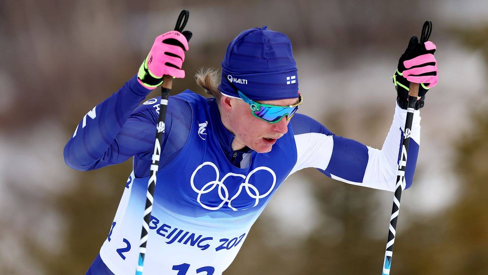 Remi Lindholm of Team Finland competes during Men's Cross-Country Skiing 15km Classic