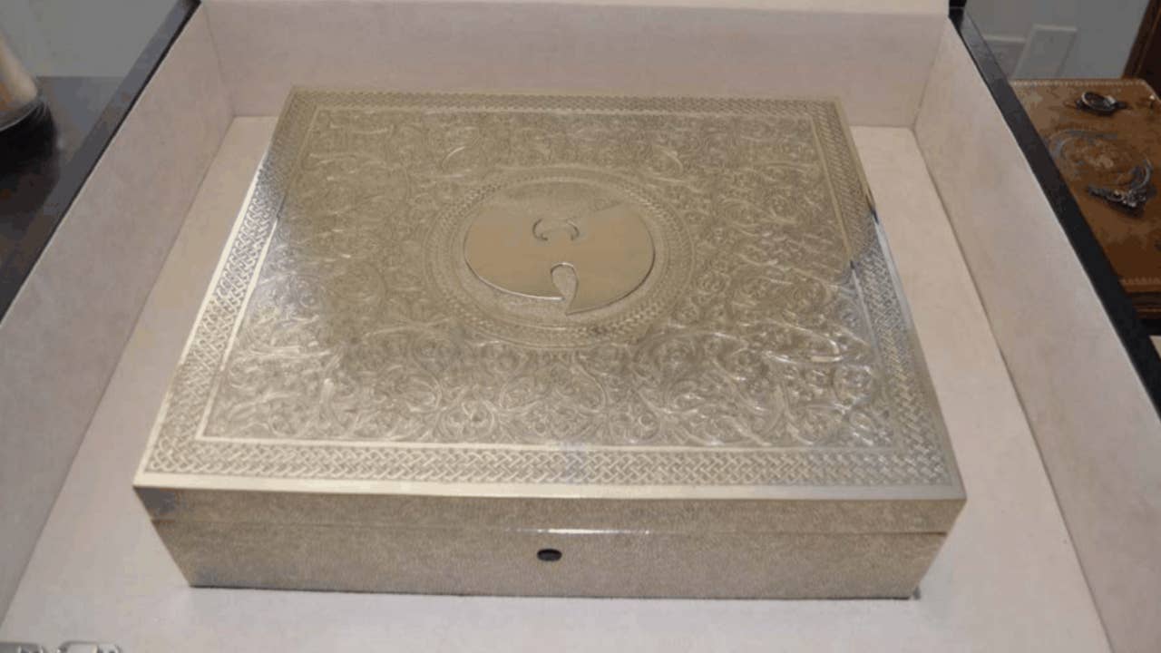 A photo of the infamous Wu Tang album is shown