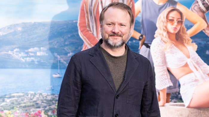 Rian Johnson is pictured at a Glass Onion event