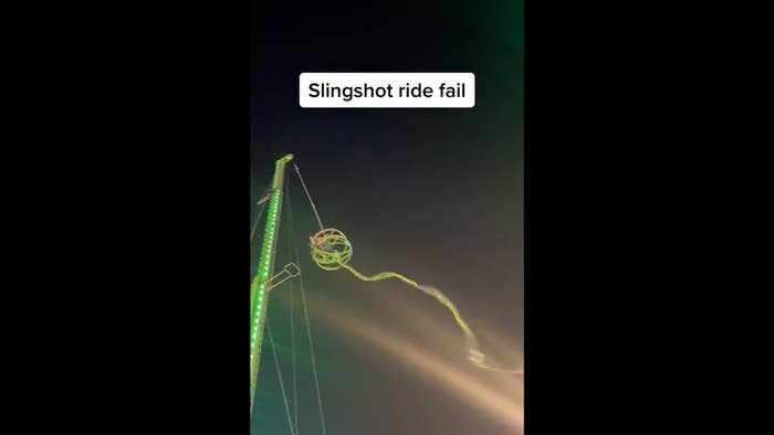 Screenshot of video of slingshot ride snapping