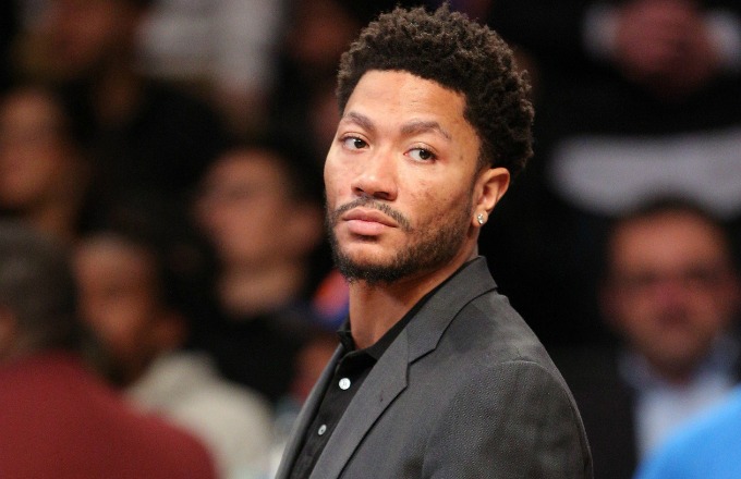 Derrick Rose looks on during a recent Knicks game.