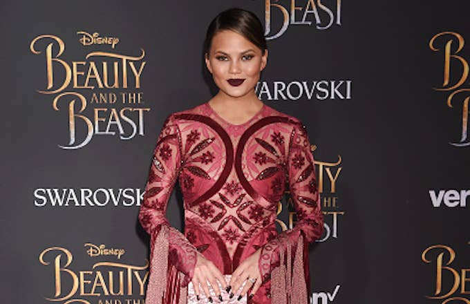 Chrissy Teigen arrives at the Premiere Of Disney&#x27;s &#x27;Beauty And The Beast&#x27;