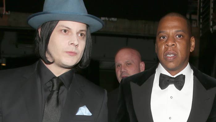 Jack White and Jay Z are pictured wearing suits