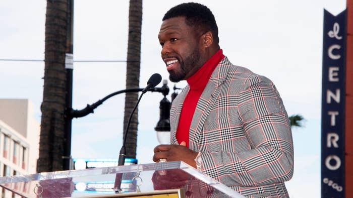 50 Curtis Jackson speaks during the ceremony honoring Curtis "50 Cent" Jackson