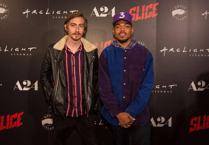 Austin Vesely with Chance the Rapper during the premiere of the film &#x27;Slice&#x27;