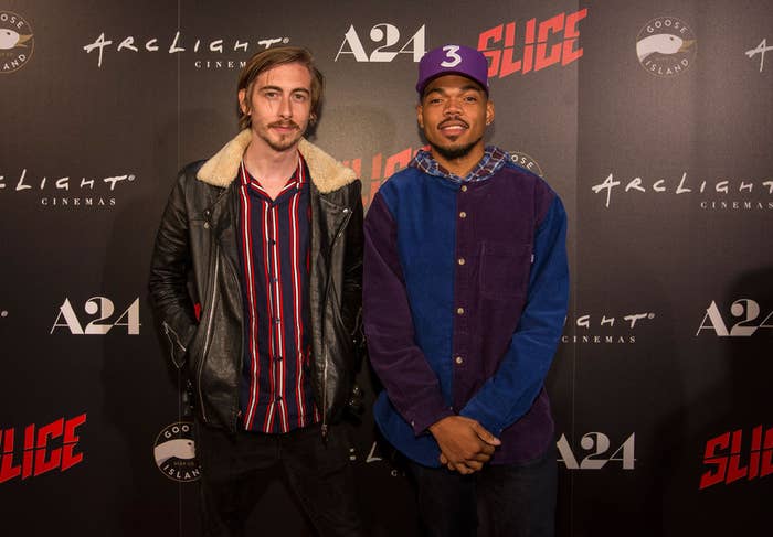 Austin Vesely with Chance the Rapper during the premiere of the film 'Slice'