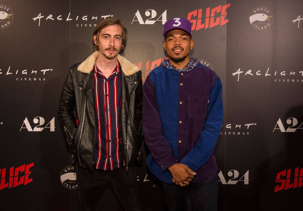 Austin Vesely with Chance the Rapper during the premiere of the film 'Slice'