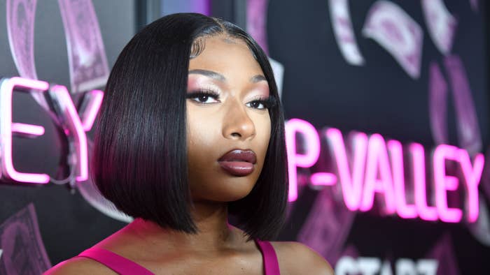 Megan Thee Stallion photographed while attending TV premiere.