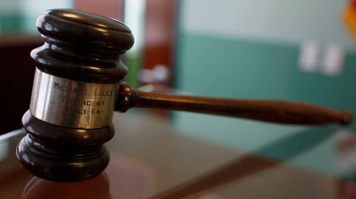 A gavel shown in a court room