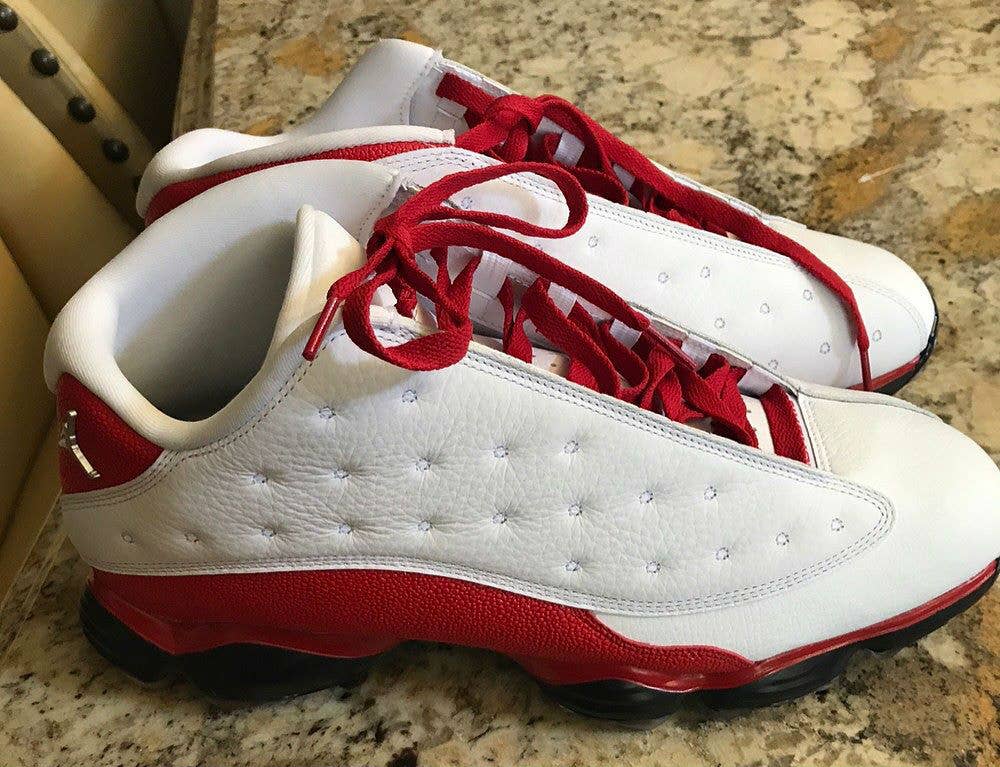 Air Jordan 13 Low Golf Shoes White Red Profile
