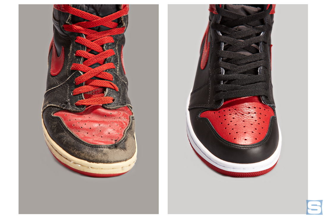 Banned Air Jordan 1 1985 vs. 2016 Comparison Toe