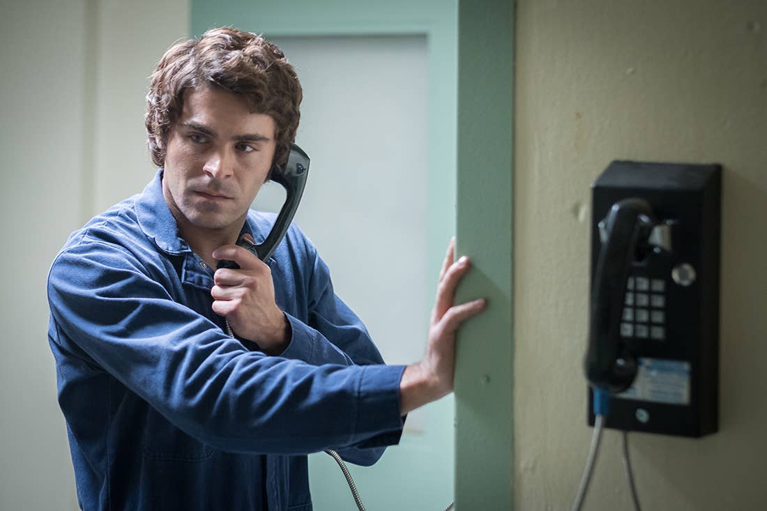 Zac Efron in production still from Extremely Wicked Shockingly Evil and Vile on Netflix