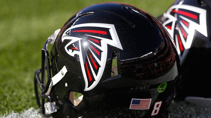 The helmet of an Atlanta Falcons player