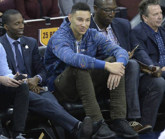 Ben Simmons Wearing the &quot;Pirate Black&quot; adidas Yeezy 350 Boost