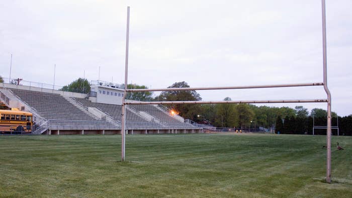 Empty high school football field.