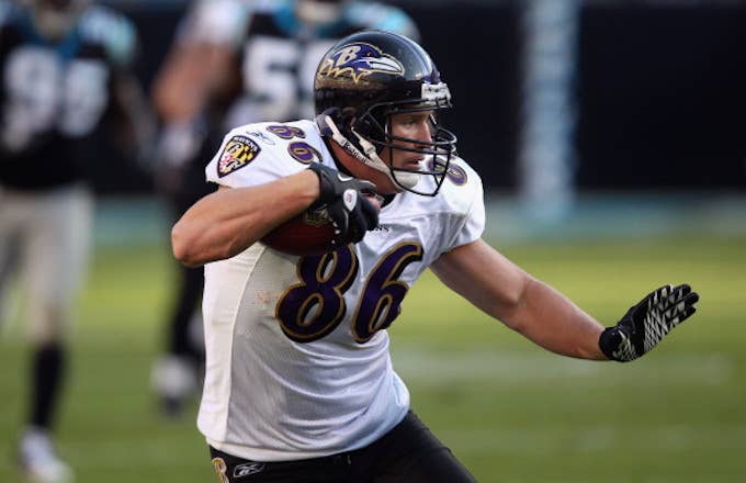 Todd Heap #86 of the Baltimore Ravens against the Carolina Panthers