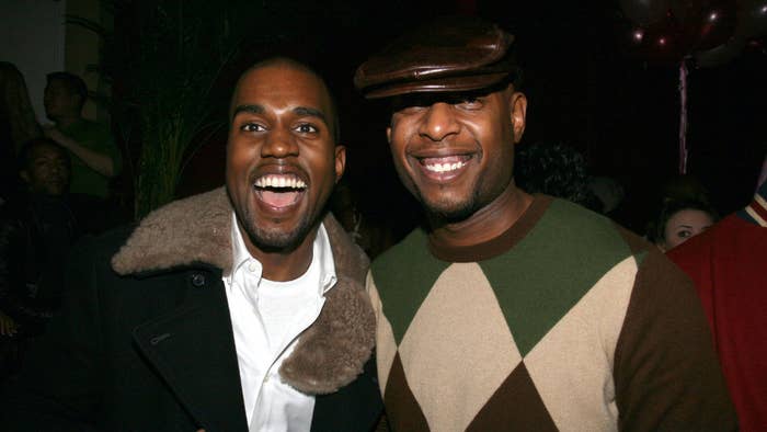 Kanye West and Talib Kweli during John Legend&#x27;s 28th Birthday Party.