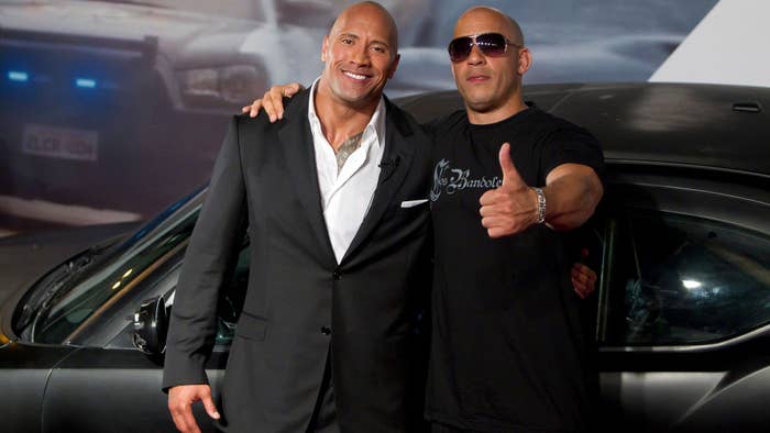 Dwayne Johnson and Vin Diesel Pose at &#x27;Fast 5&#x27; Premiere
