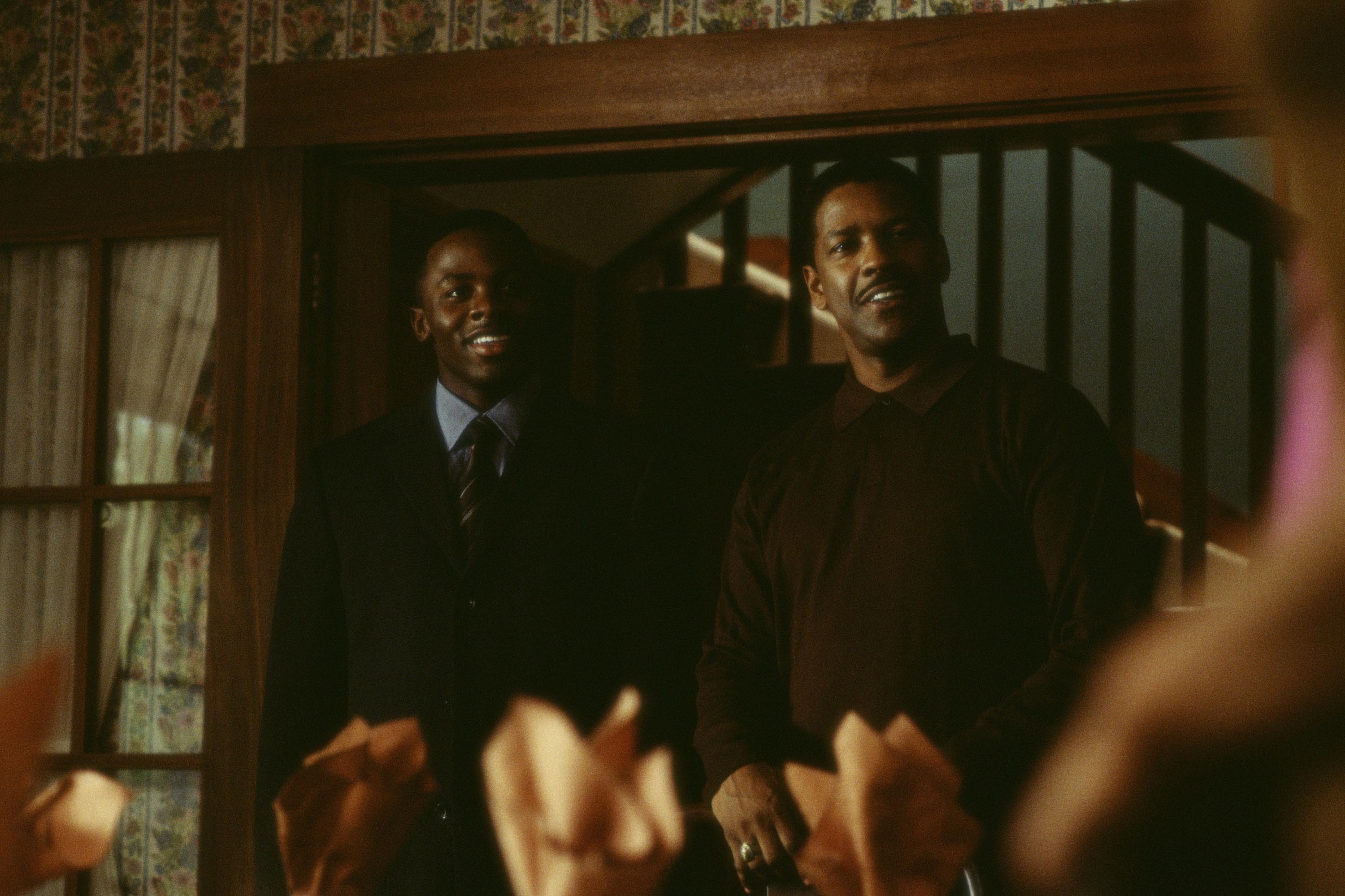 Derek Luke and Denzel Washington on the set of &#x27;Antwone Fisher&#x27;
