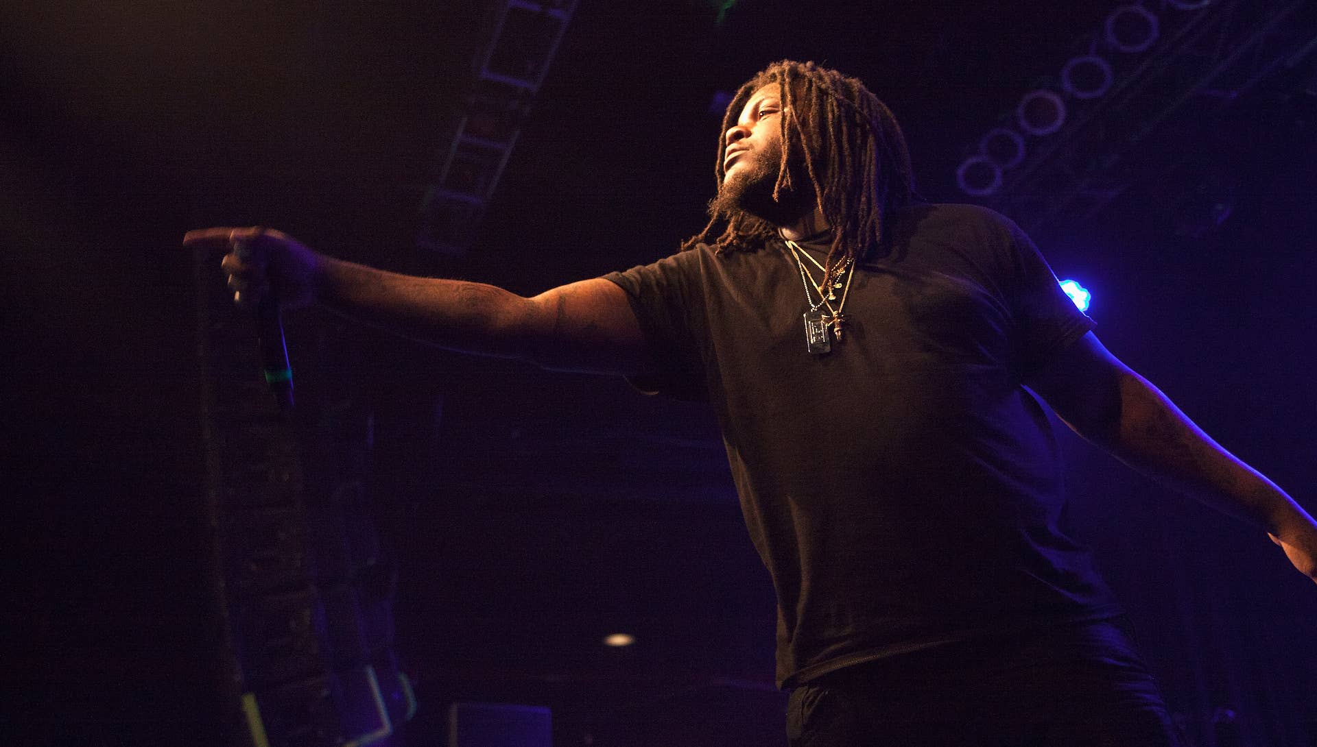 Fat Trel performs at a Wale concert in 2015