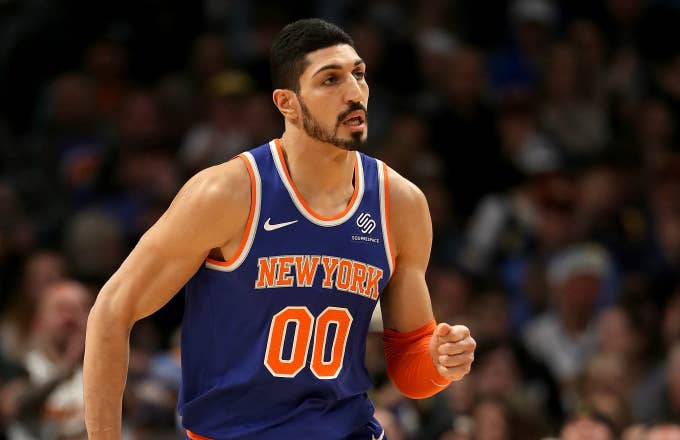 Enes Kanter #00 of the New York Knicks plays the Denver Nuggets
