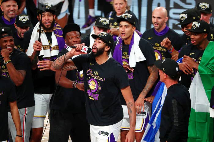 Anthony Davis Lakers Game 6 Ceremony Mic 2020