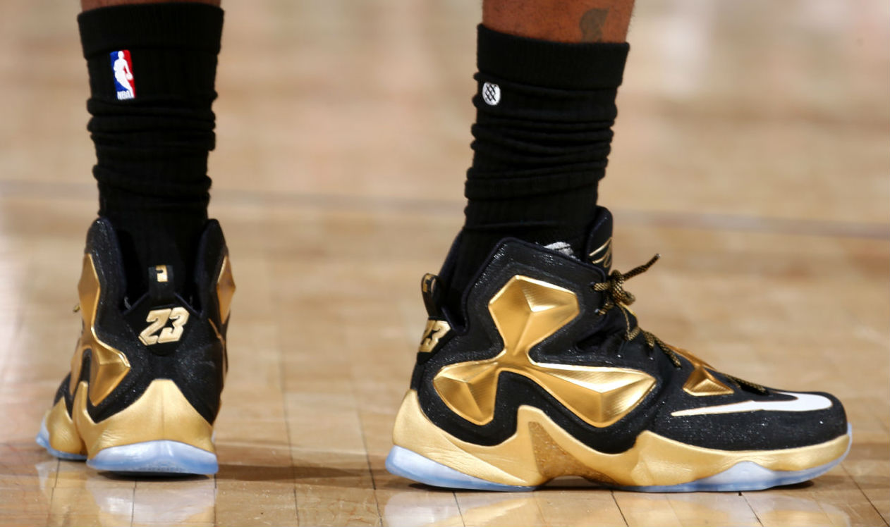 Lebron james nike black and gold sale