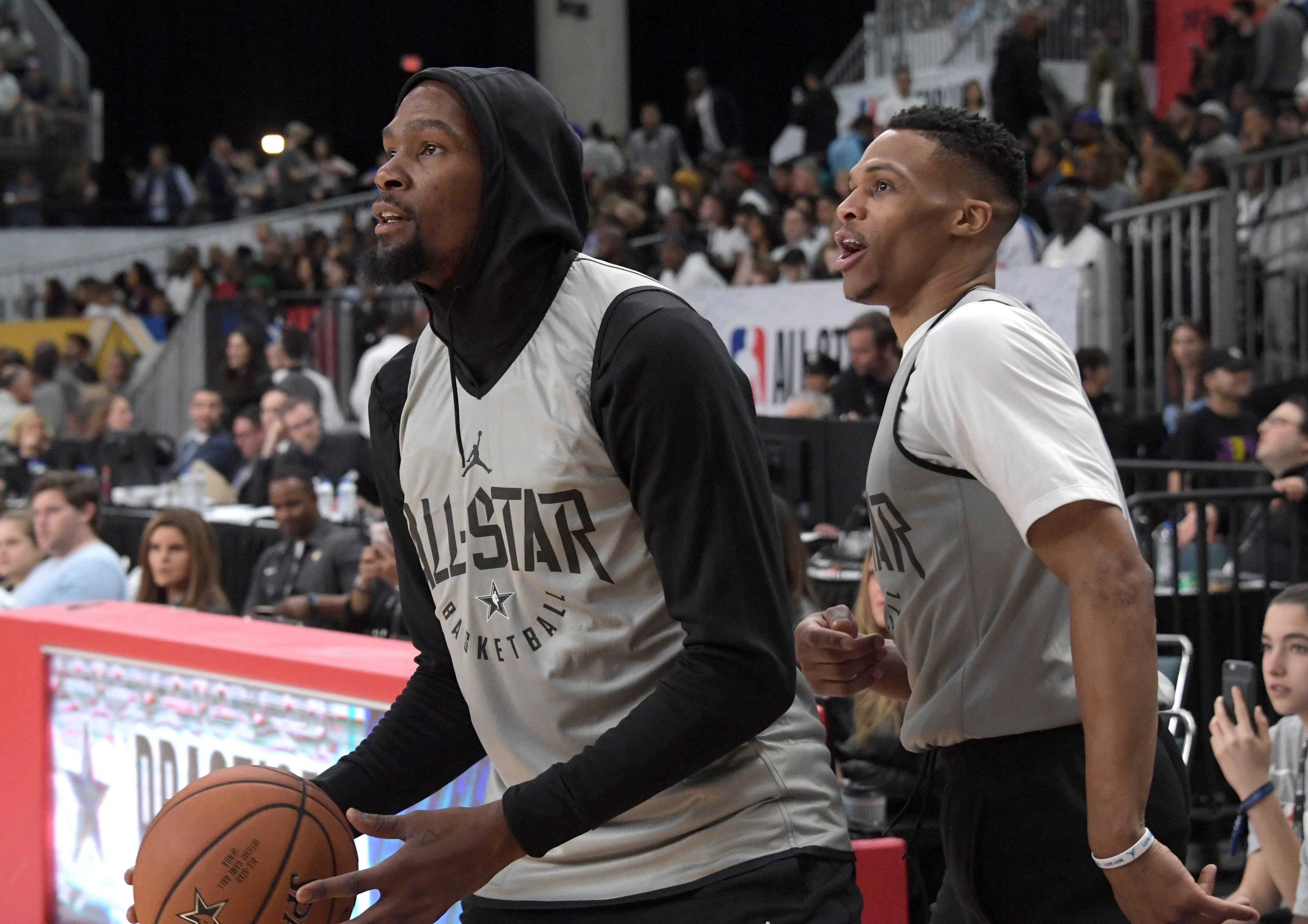 Kevin Durant Russell Westbrook NBA All Star Practice 2018