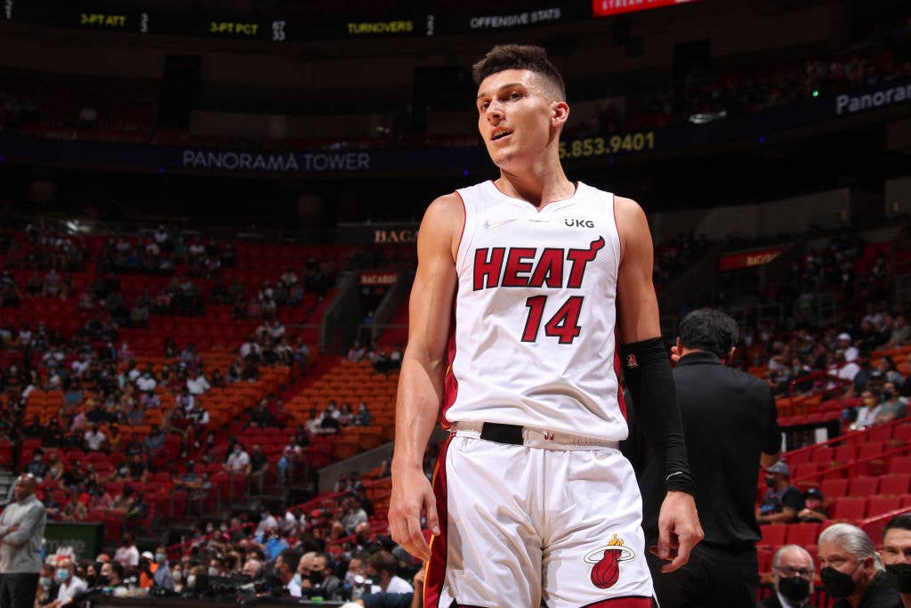 The sneakers worn by Tyler Herro of the Miami Heat during a game News  Photo - Getty Images