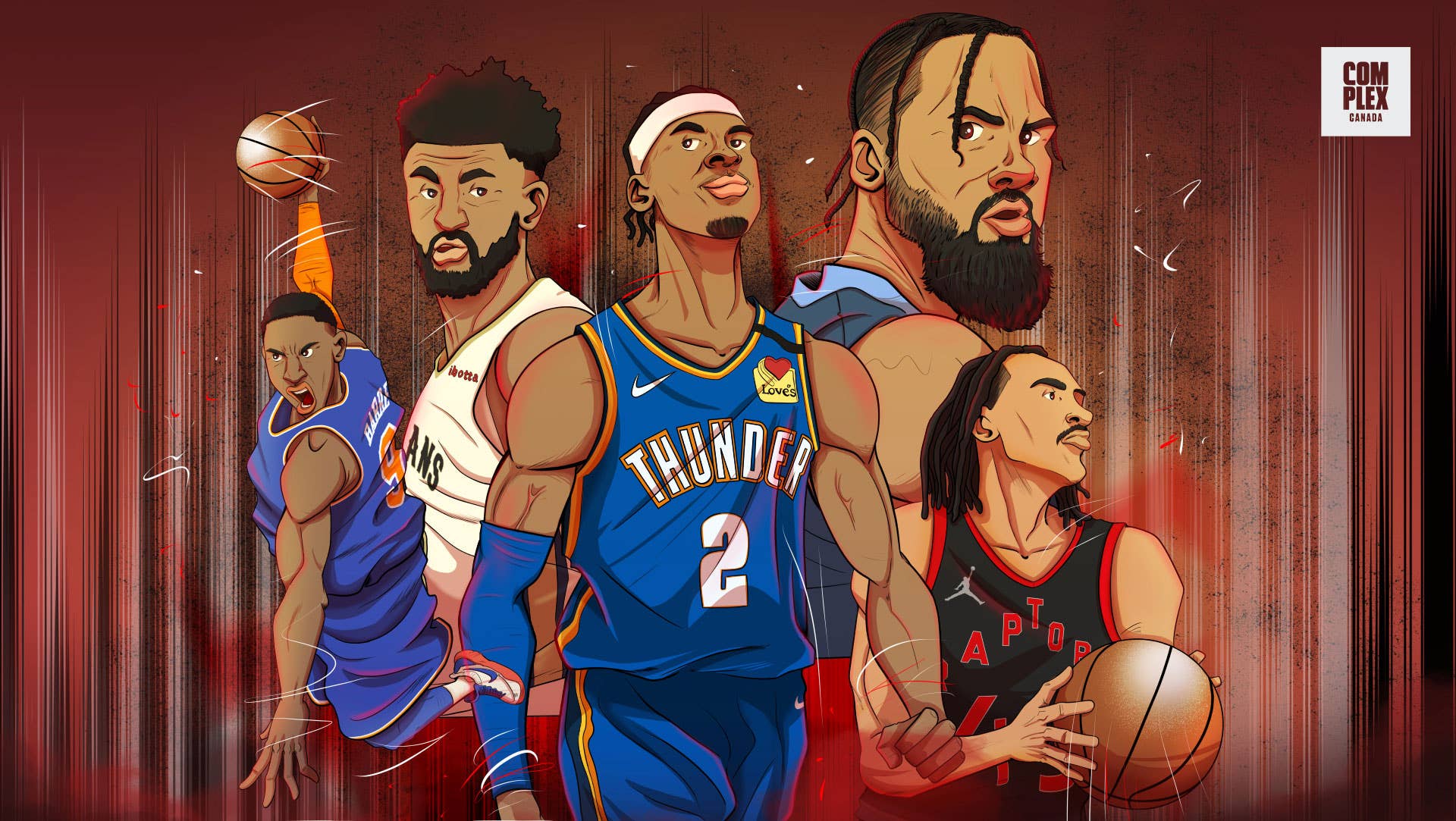 cartoon nba basketball players