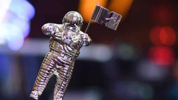VMA trophy known as &quot;Moon Person&quot; is seen during the 2018 VMAs.