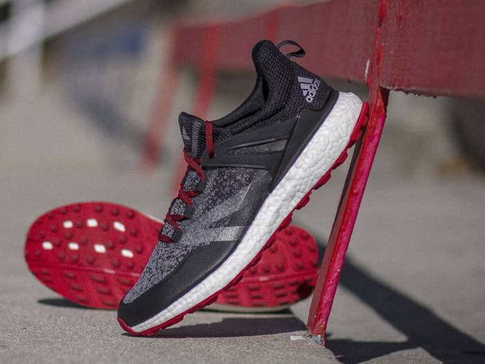 Adidas Crossknit Boost Golf Shoe Black Red Side