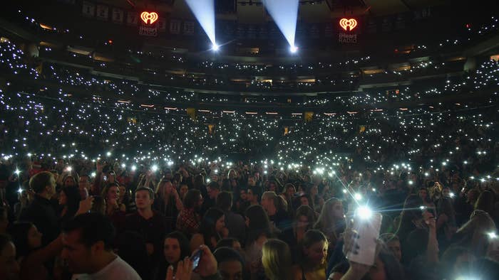The crowd reacts during Z100&#x27;s Jingle Ball 2016 at Madison Square Garden
